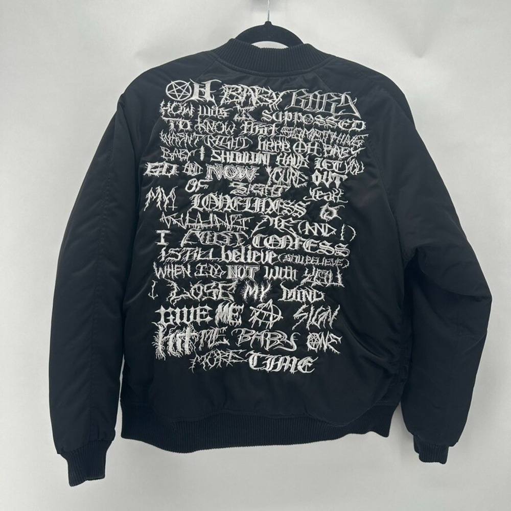 Rare UNIF Brutal Spears Bomber Jacket Womens XS Black Oversize Punk Goth Emo Pop